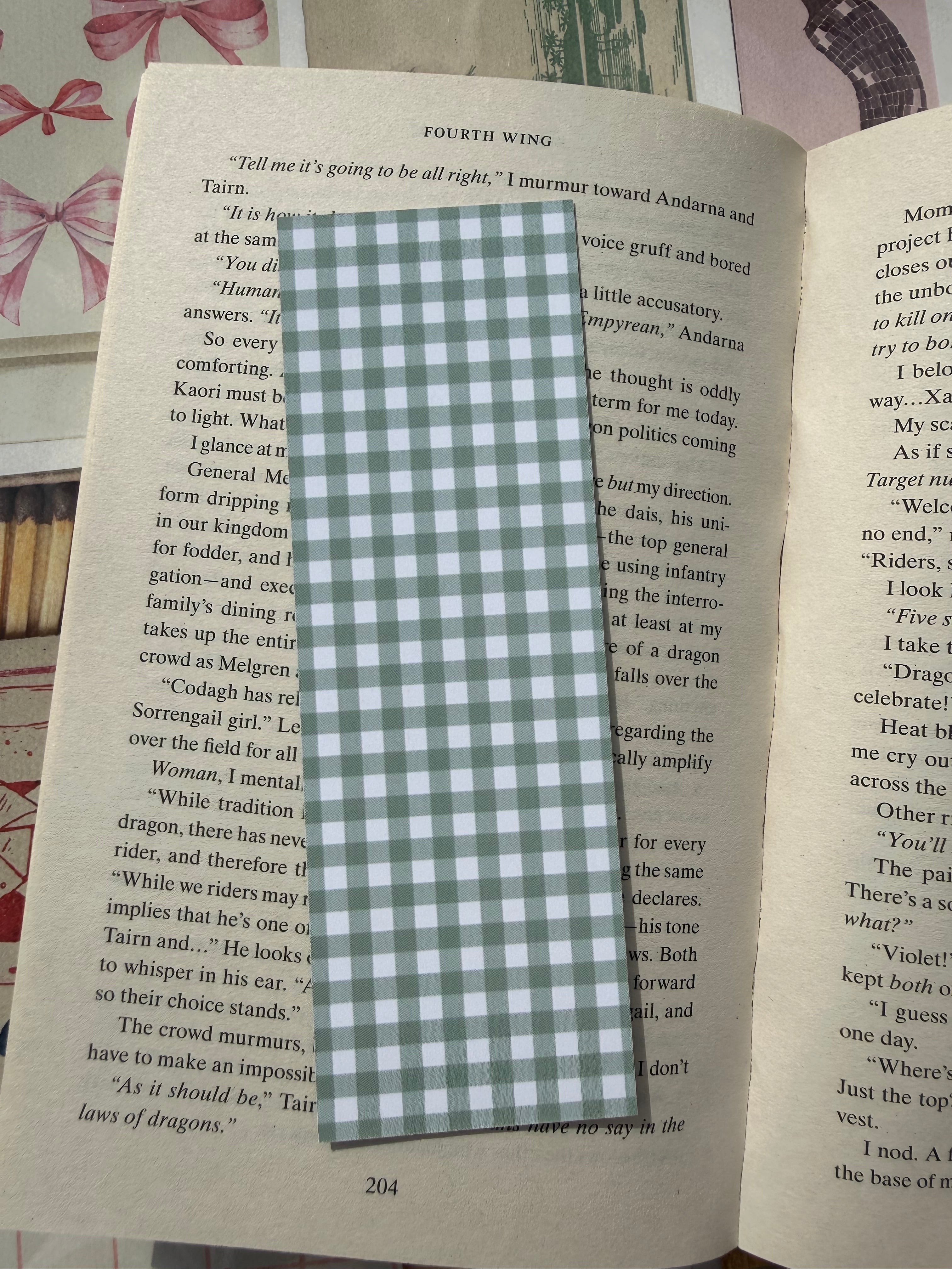 Green gingham bookmark
