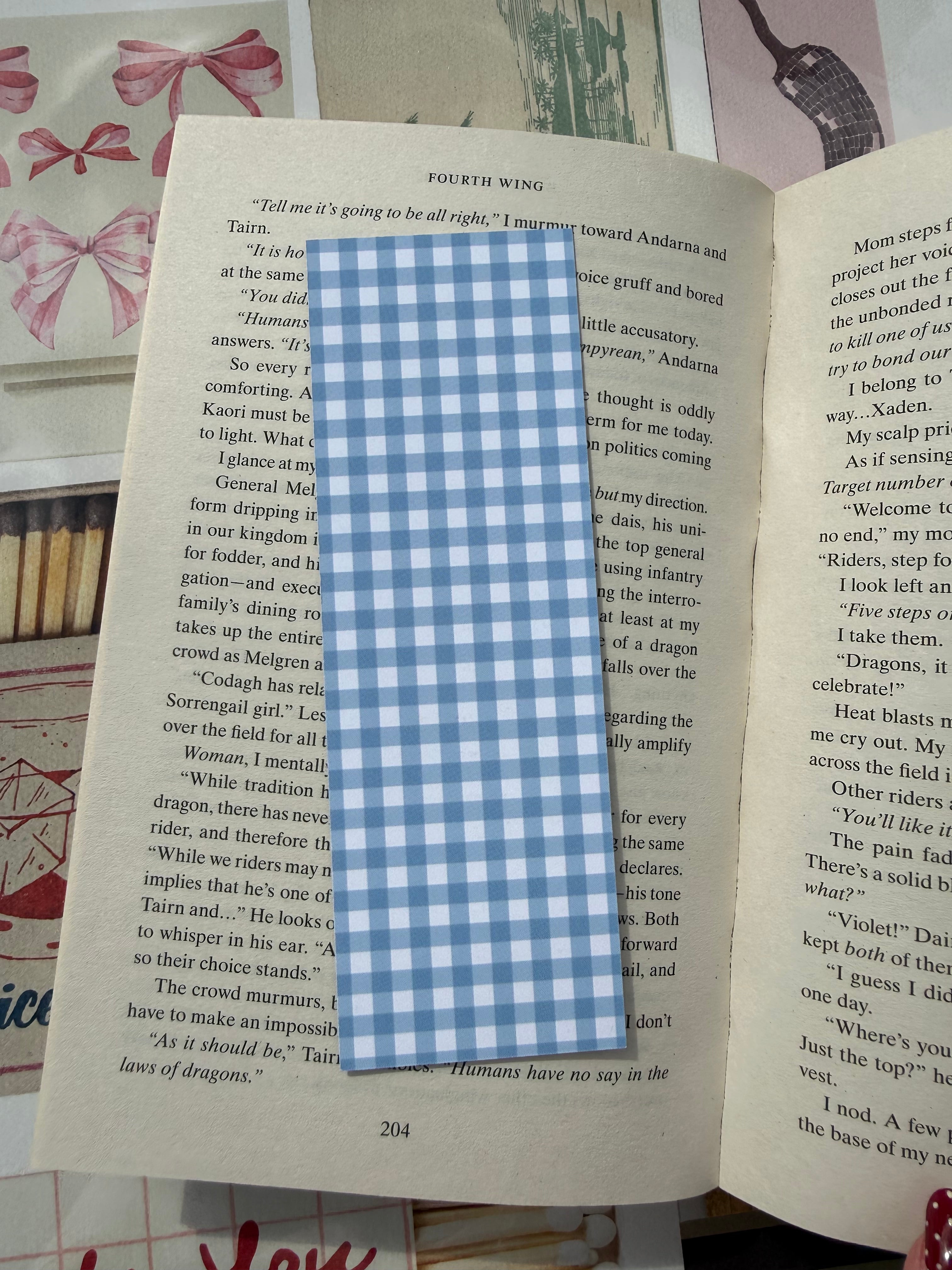 Blue gingham bookmark