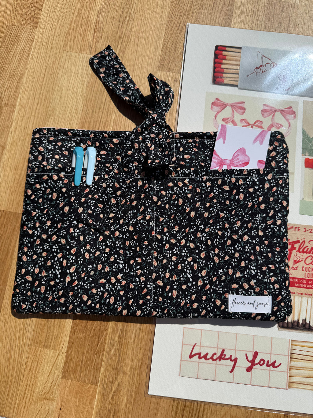 Black and pink floral *limited edition* Book sleeve