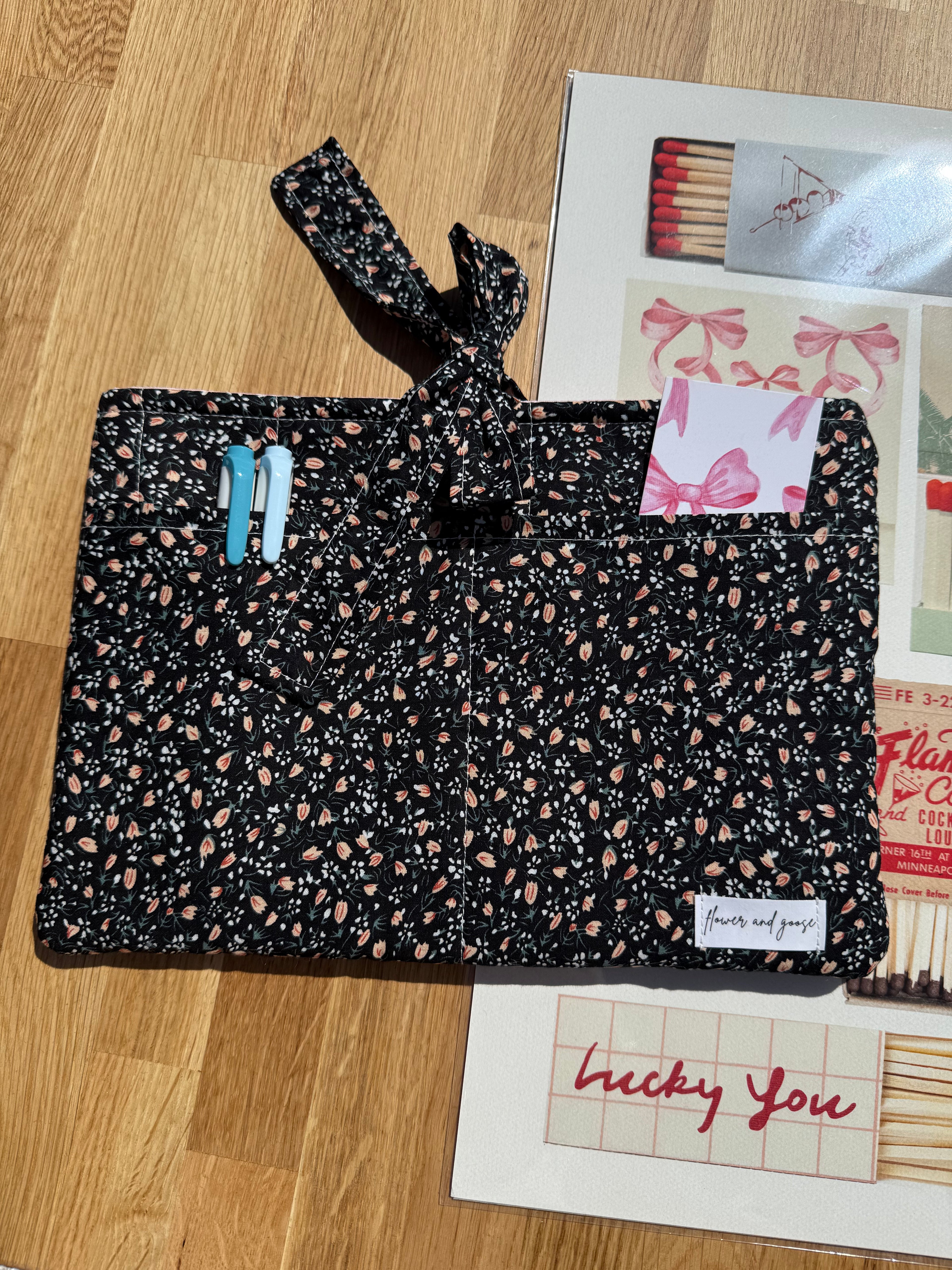 Black and pink floral *limited edition* Book sleeve