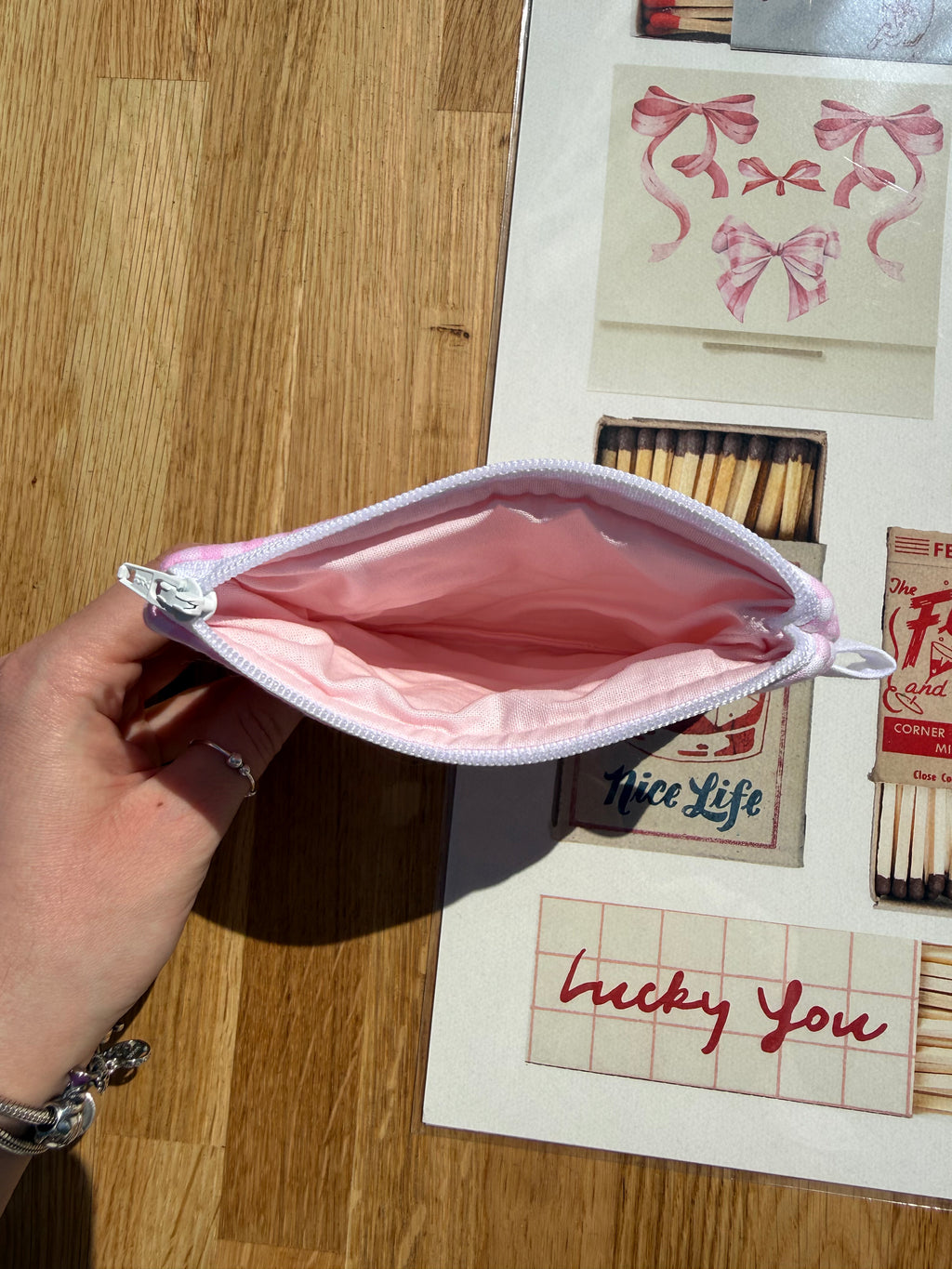 Pale pink gingham *limited edition* keychain wallet