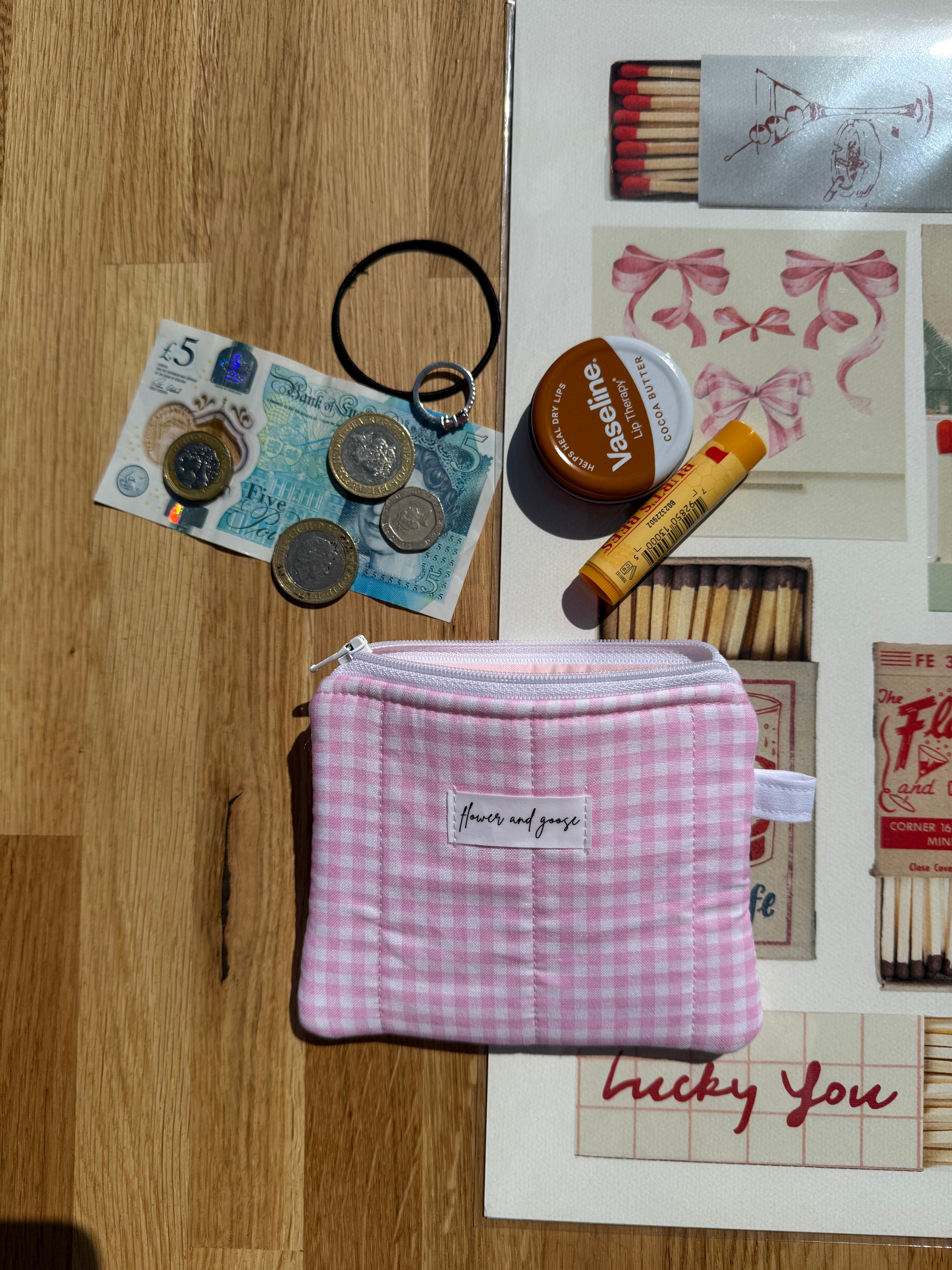 Pale pink gingham *limited edition* keychain wallet