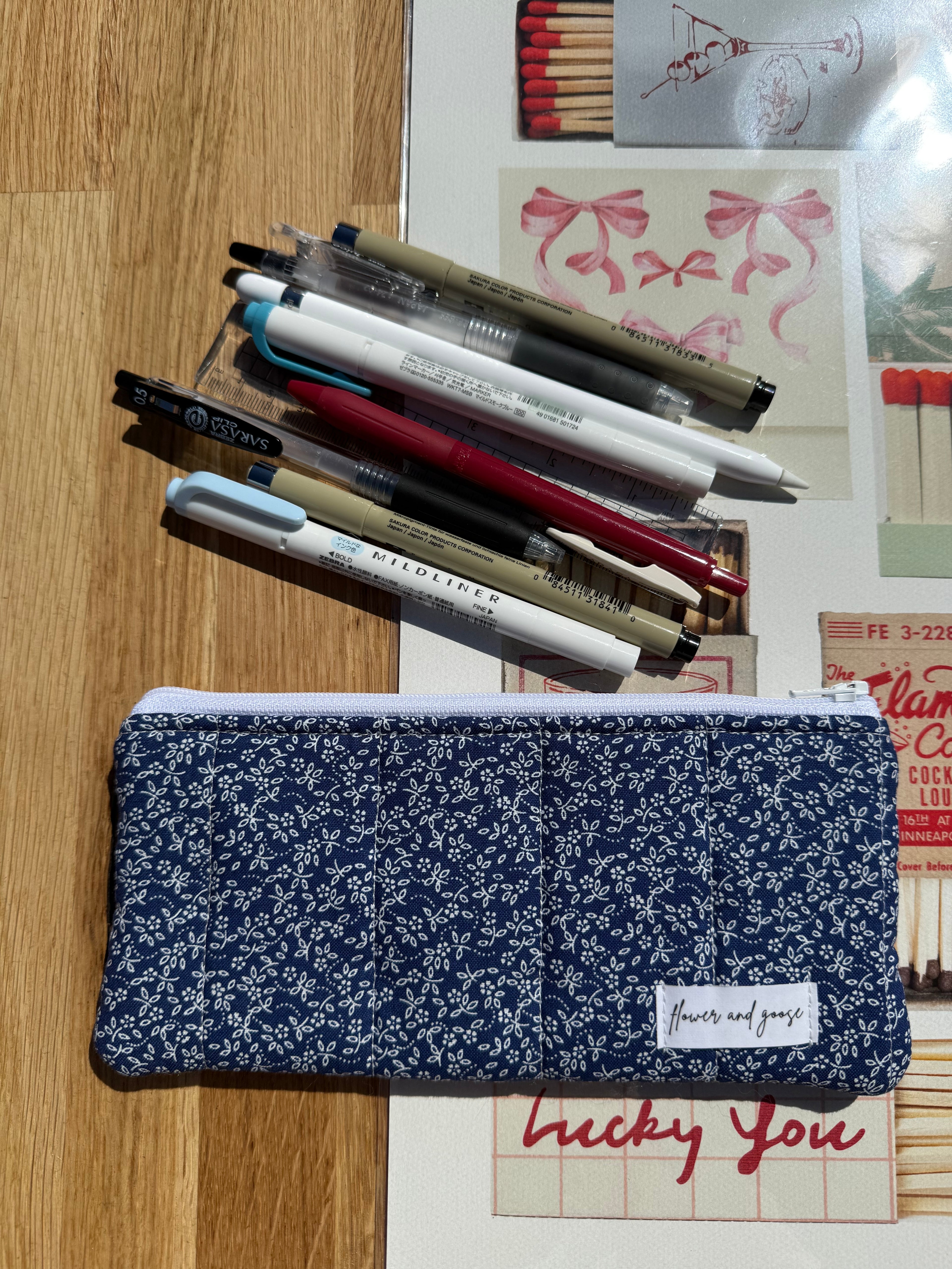 Ditsy blue floral *limited edition* pencil and glasses case