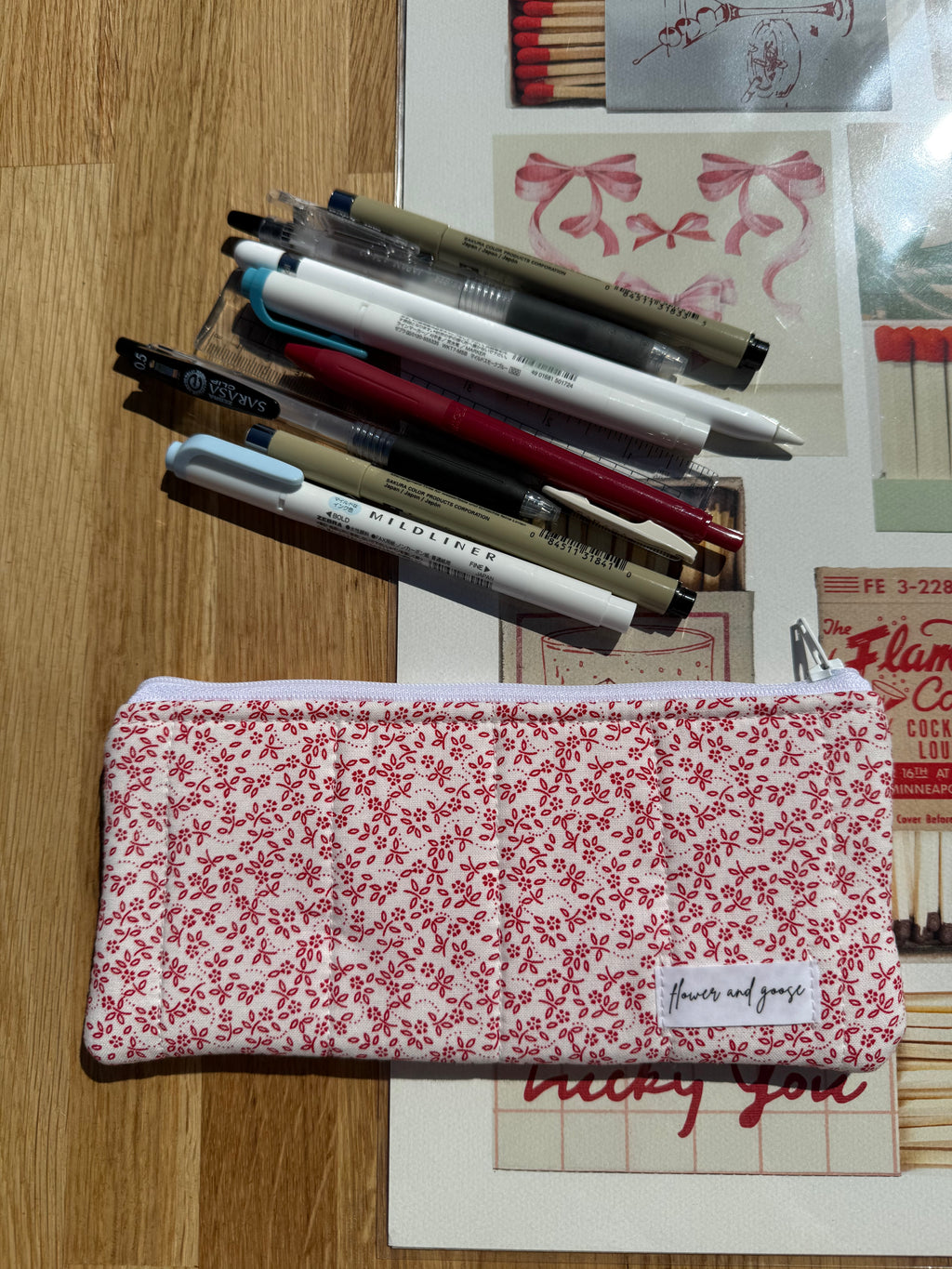 Ditsy red floral *limited edition* pencil and glasses case
