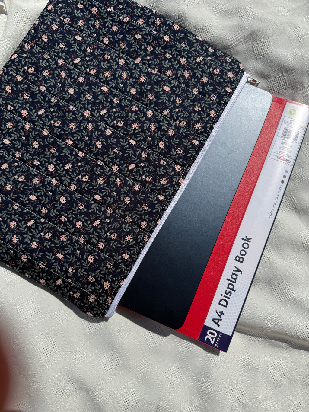 Navy and pink floral laptop sleeve