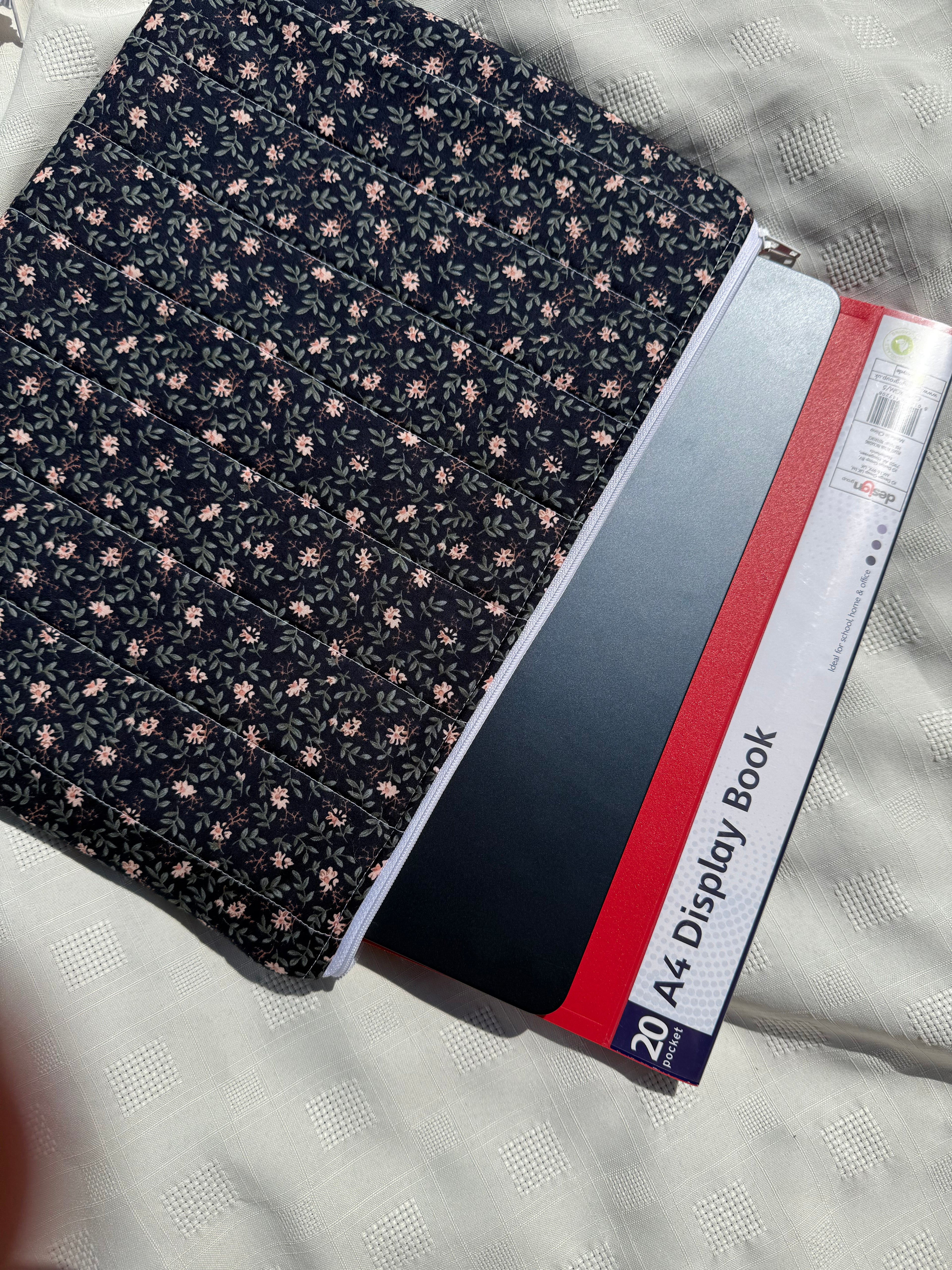 Navy and pink floral laptop sleeve