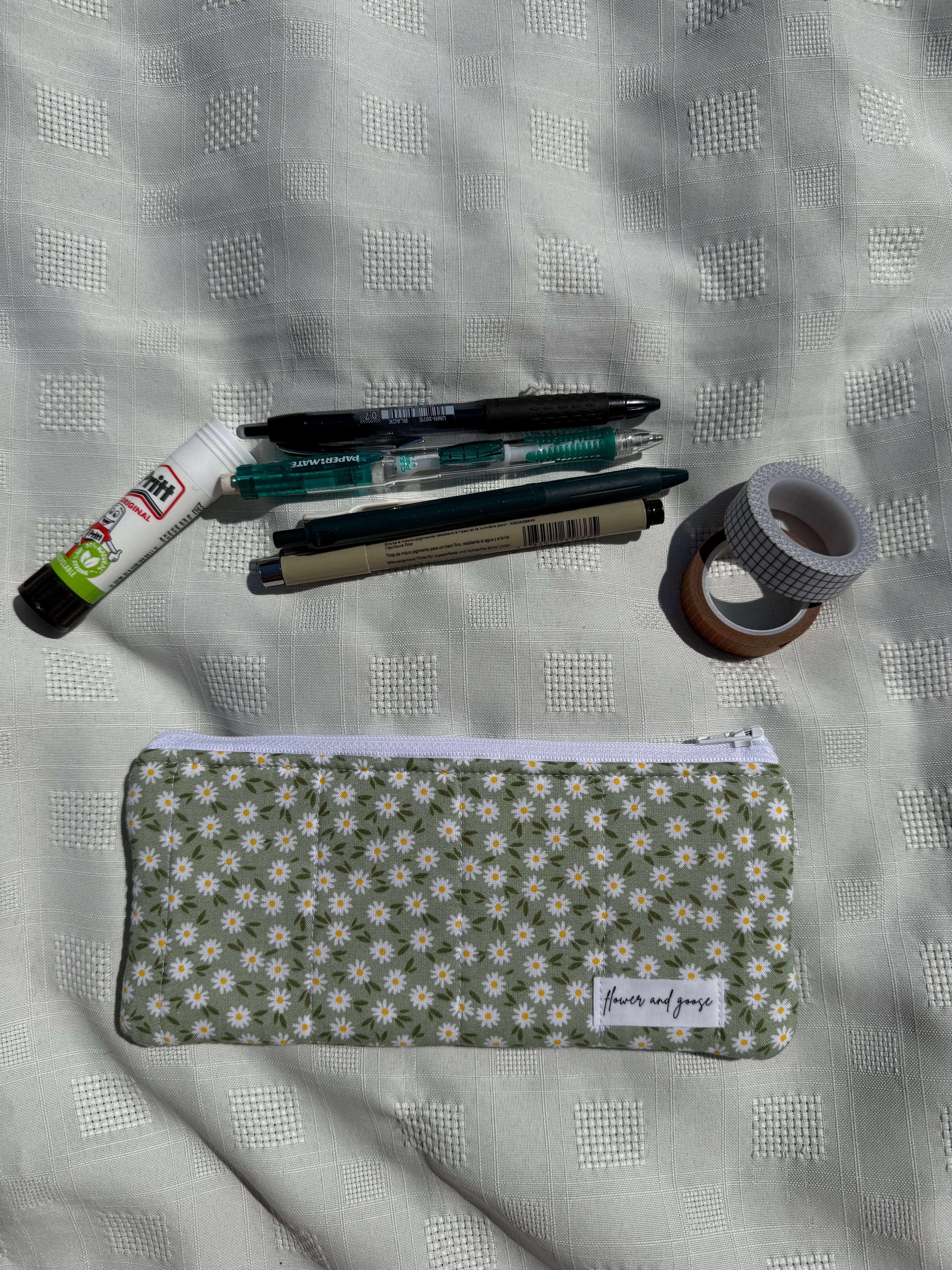 Limited edition green daisy pencil and glasses case