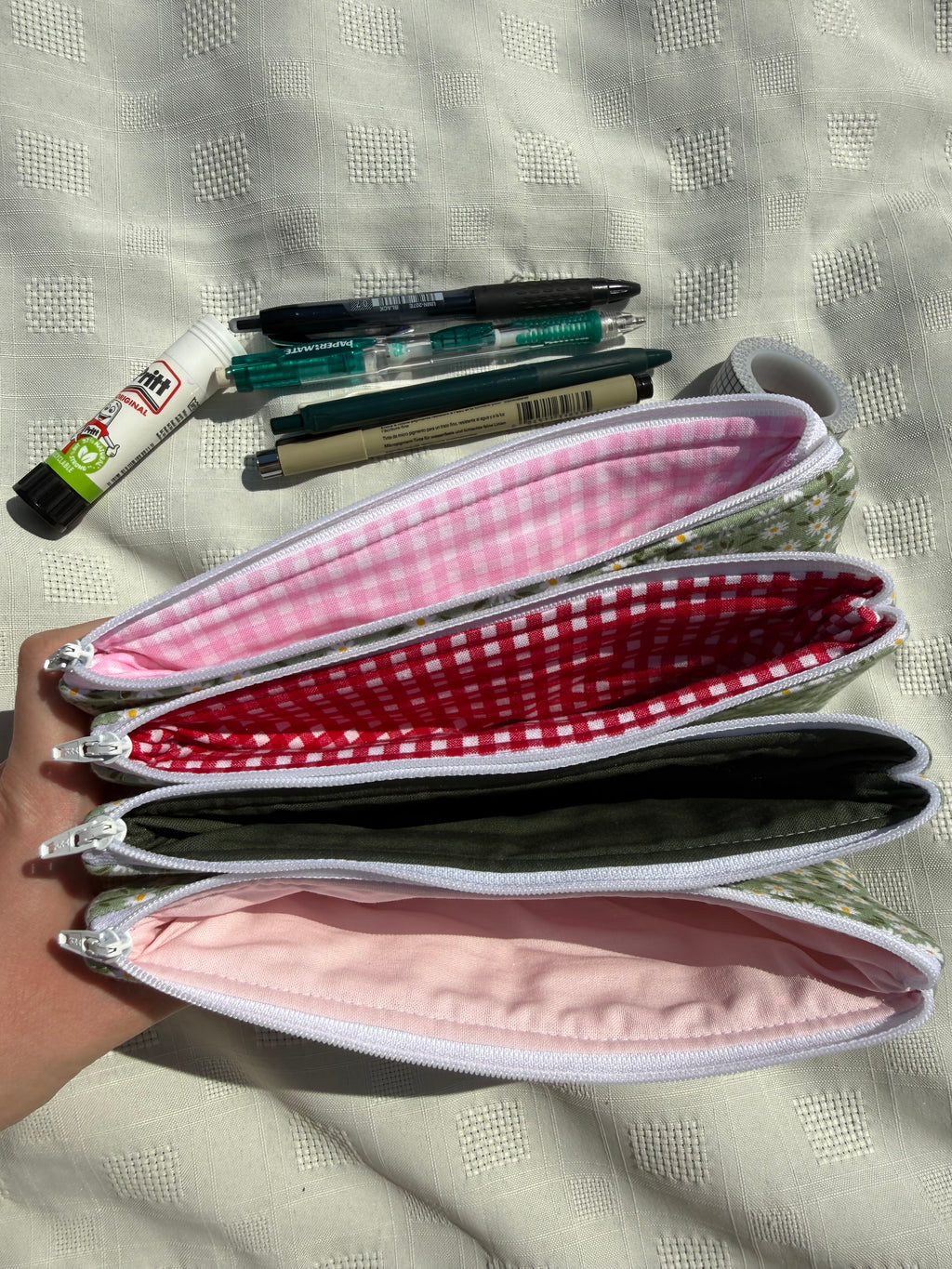 Limited edition green daisy pencil and glasses case