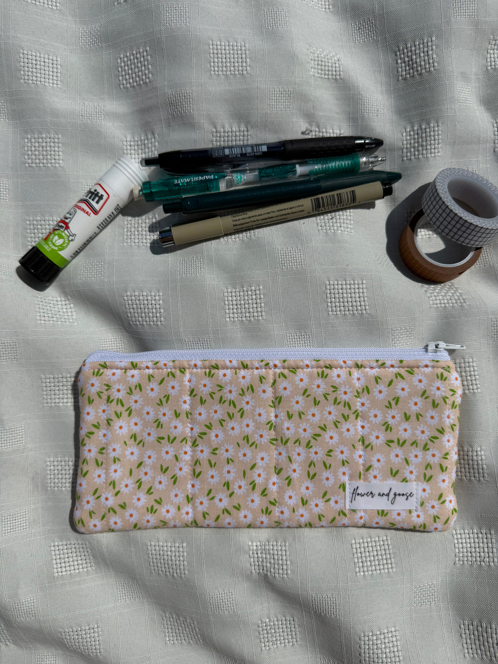 Limited edition yellow daisy pencil and glasses case