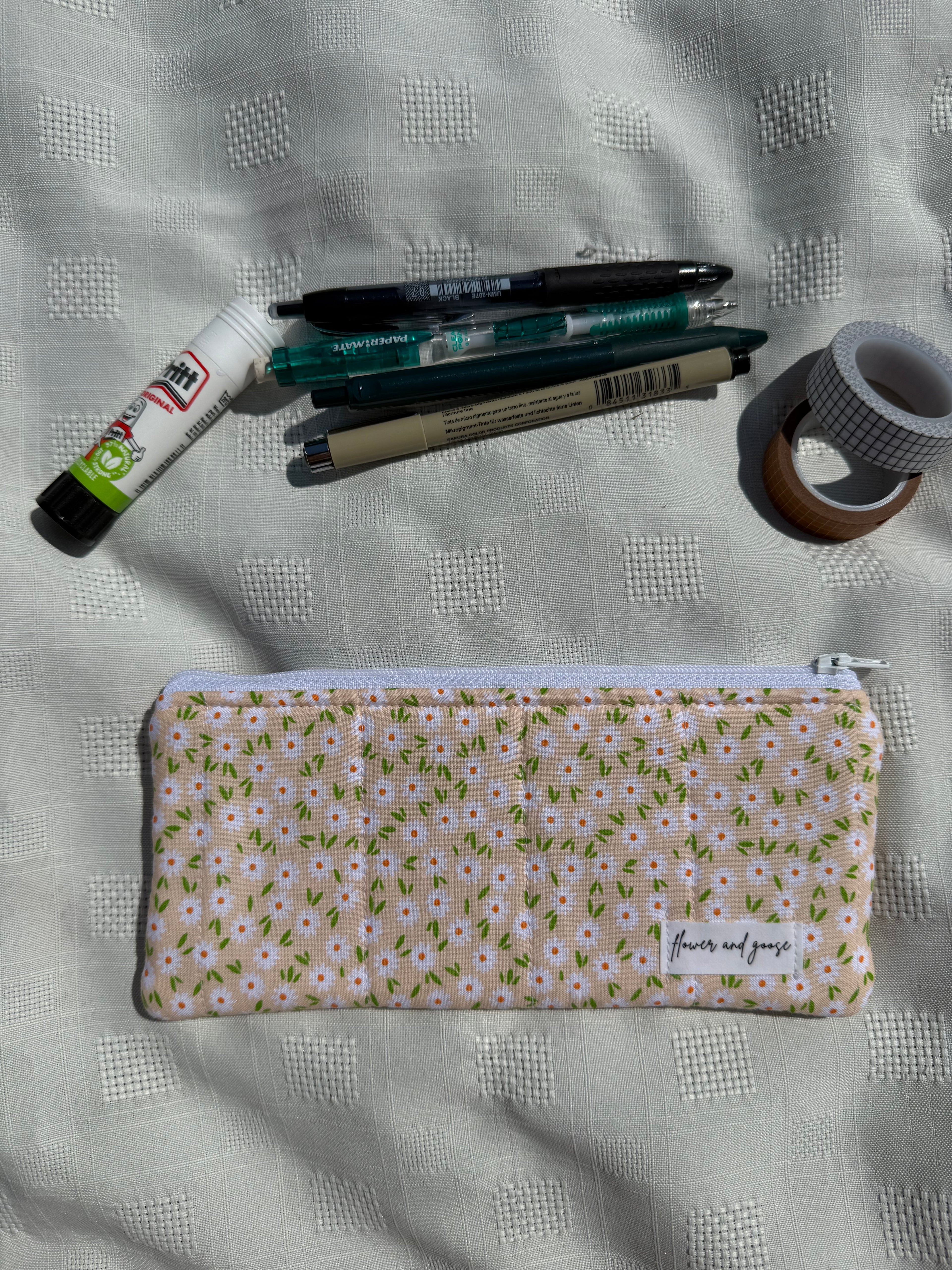 Limited edition yellow daisy pencil and glasses case