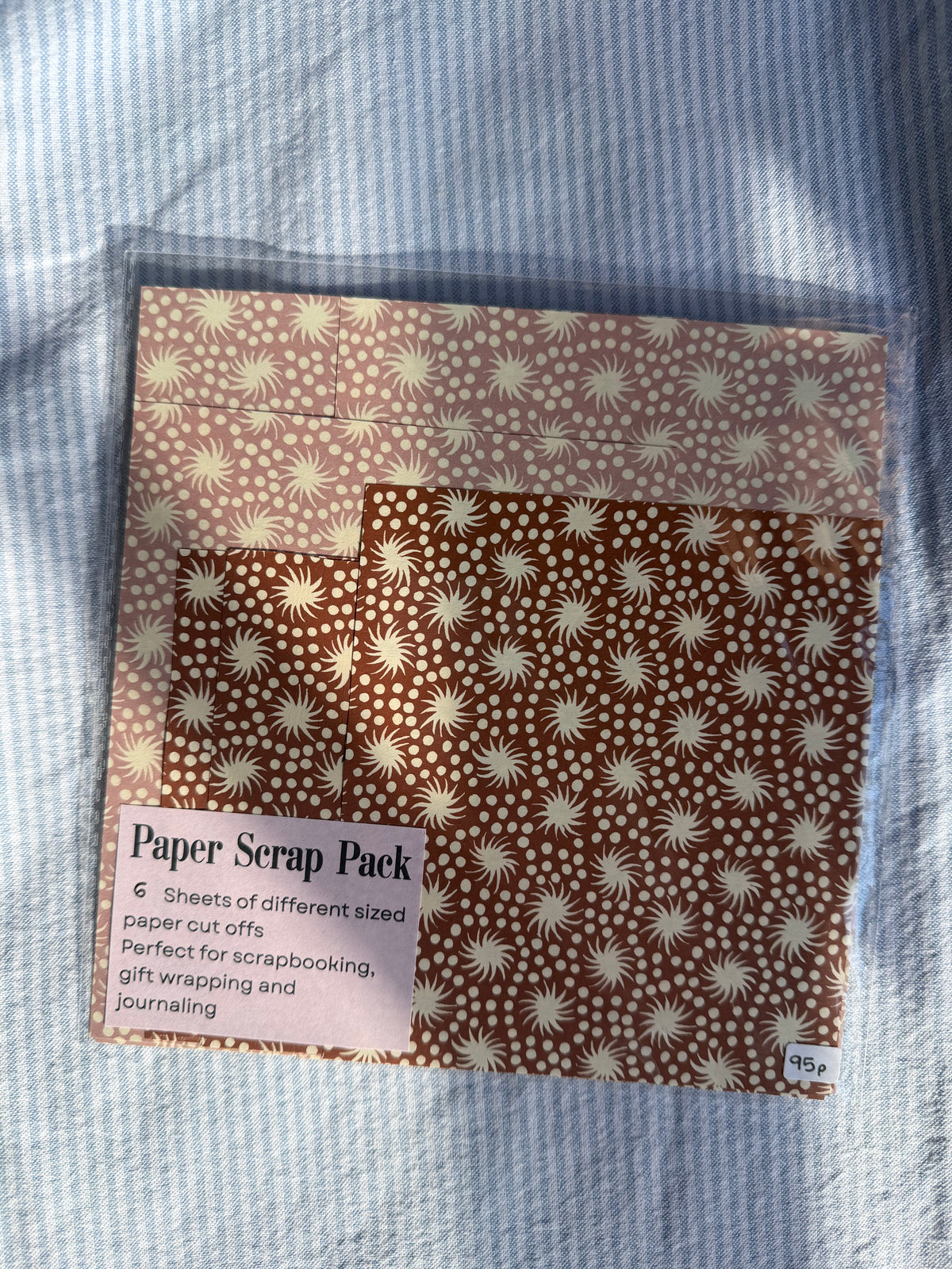 Pink and brown spiral star scrap paper pack