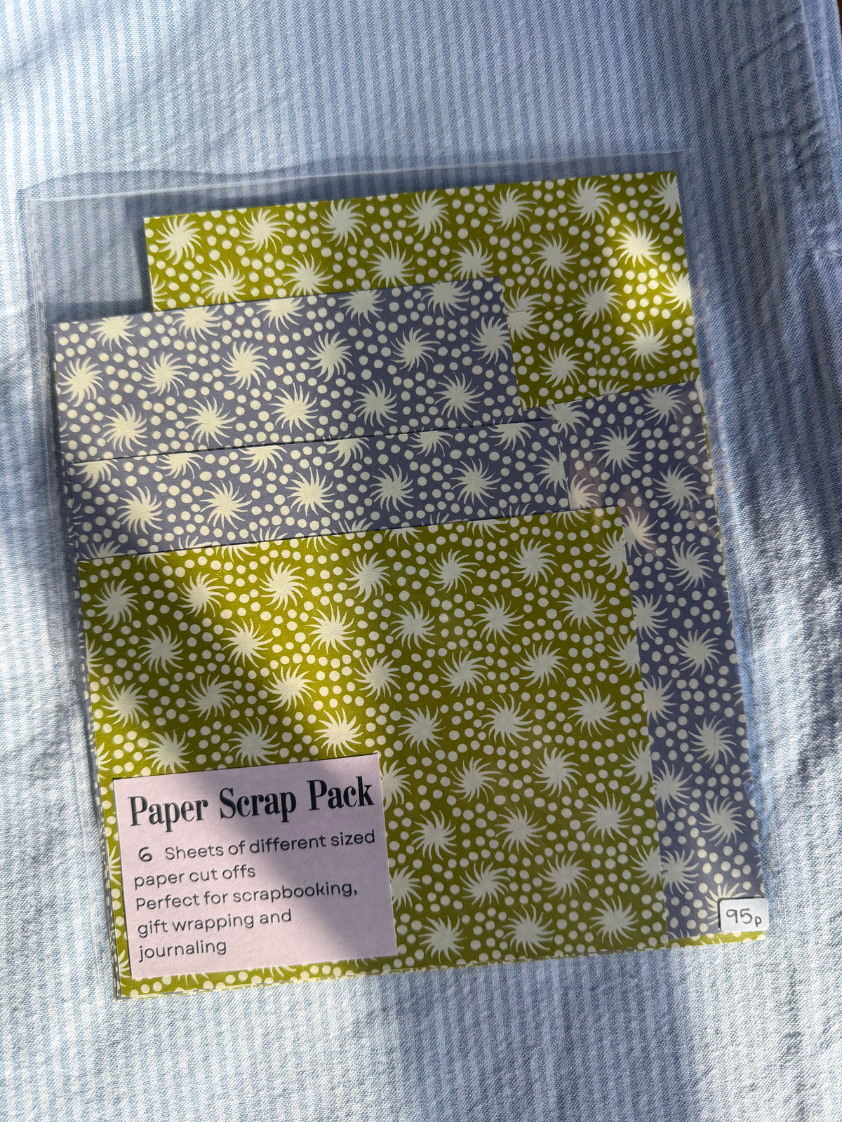 Green and blue spiral star scrap paper pack