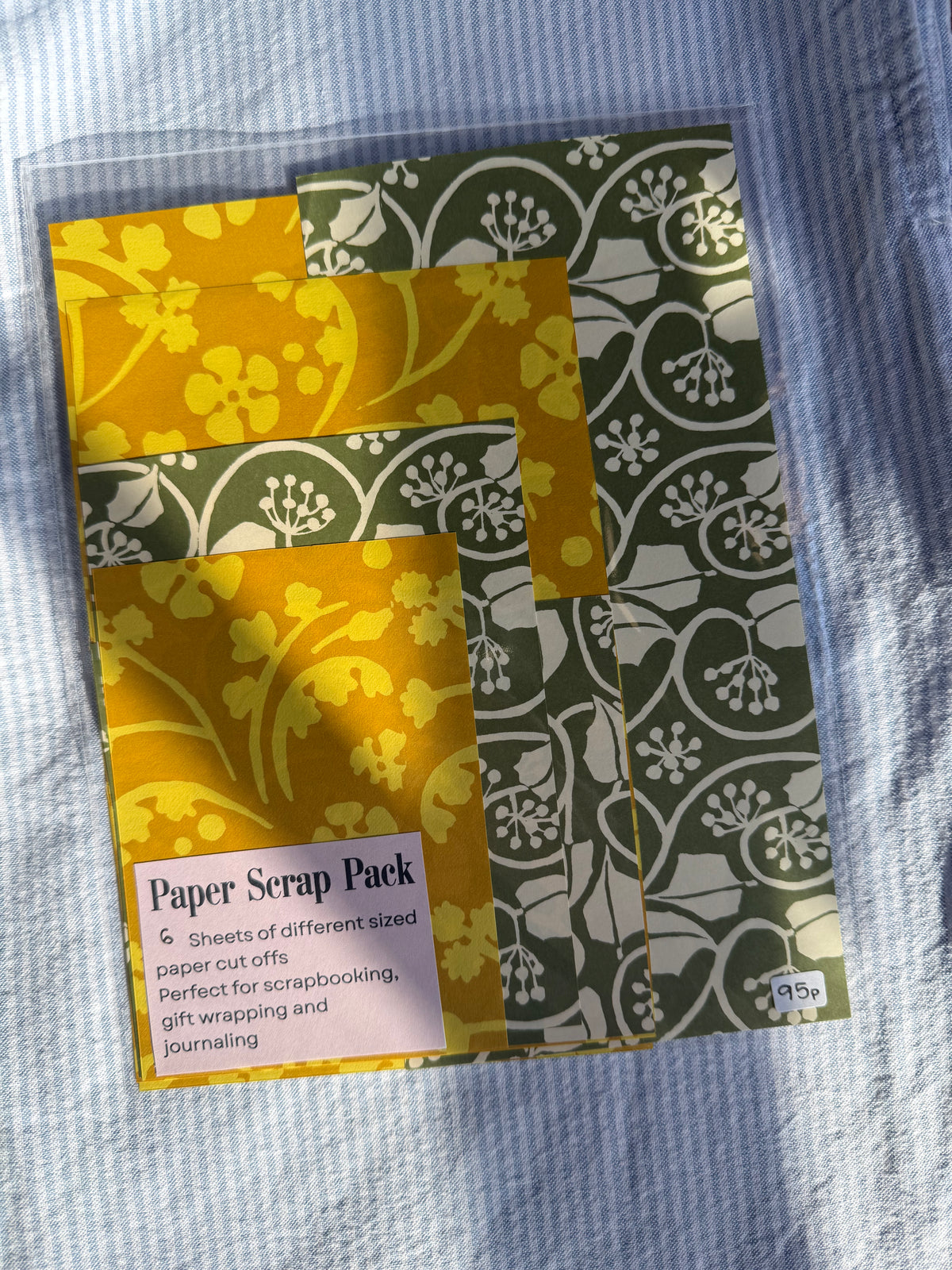 Yellow flower and green leaf scrap paper pack