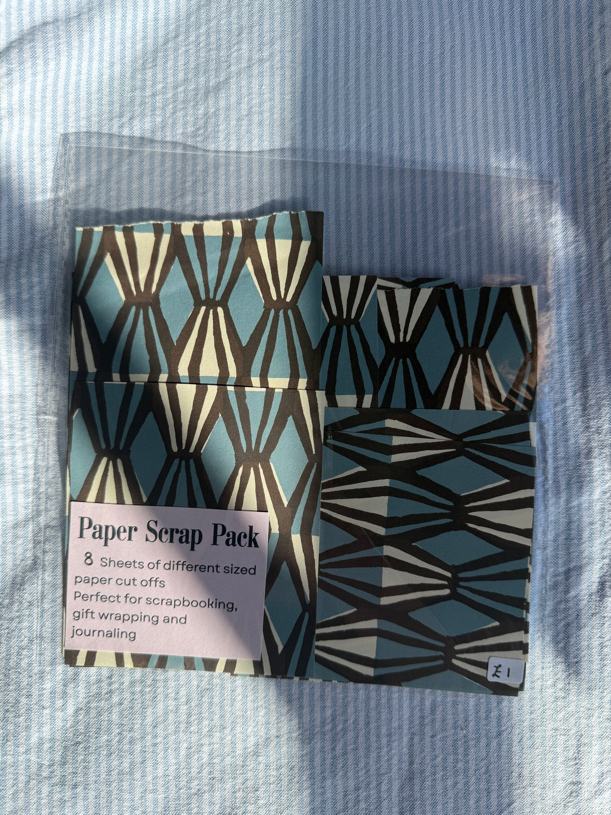 Blue geometric scrap paper pack